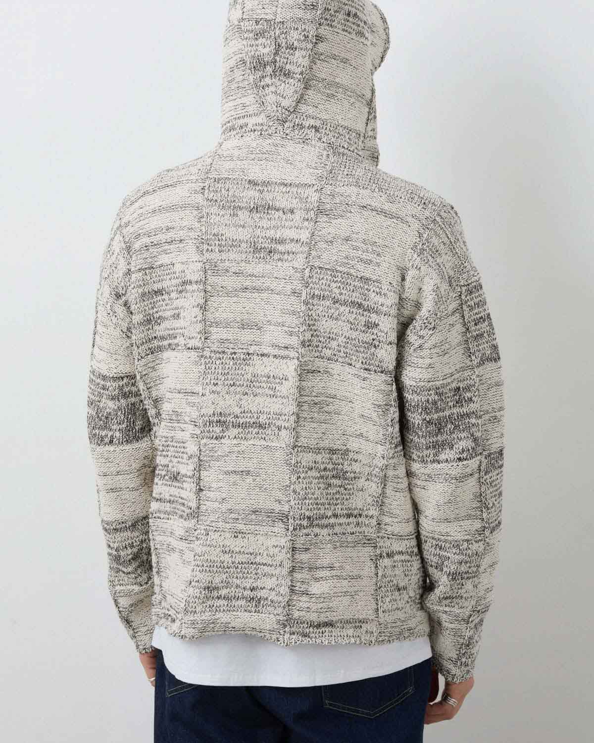 STRUCTURED COTTON LINEN PANEL KNIT P/O PARKA