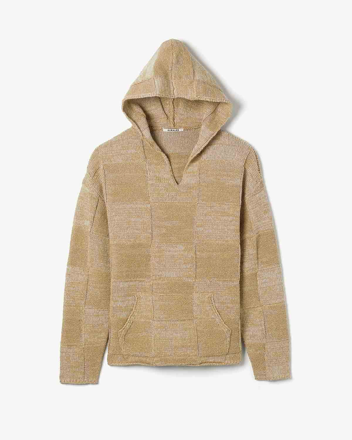 STRUCTURED COTTON LINEN PANEL KNIT P/O PARKA