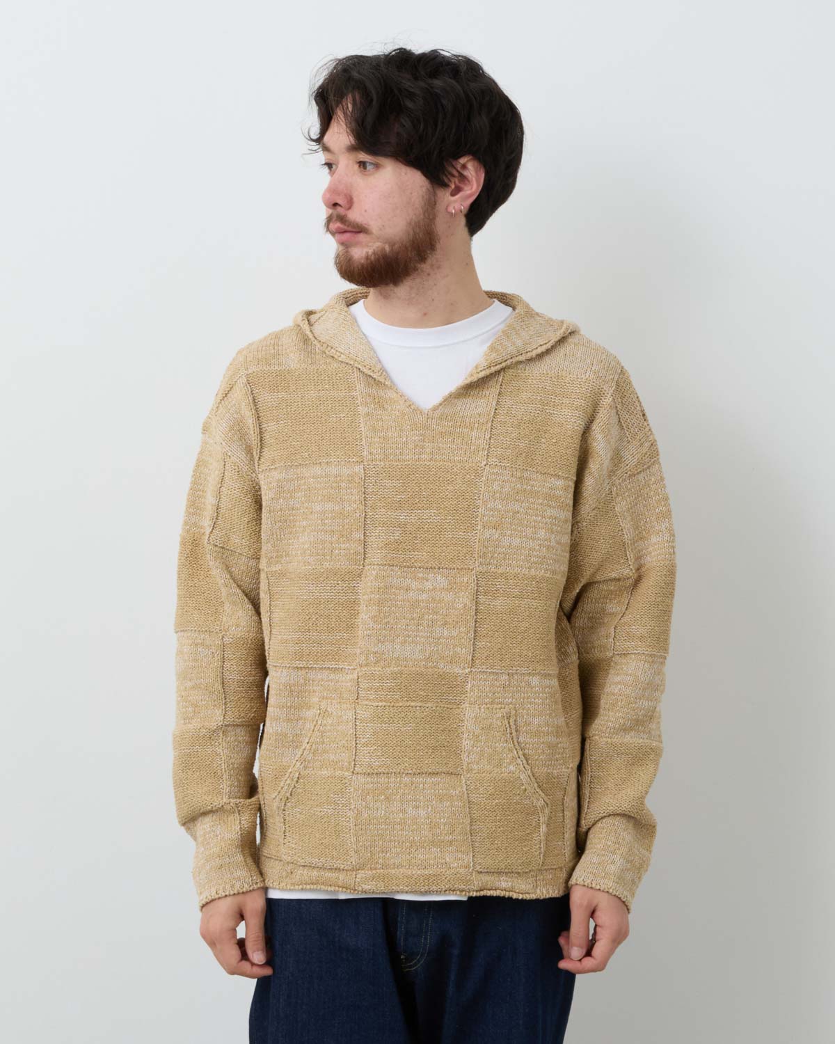 STRUCTURED COTTON LINEN PANEL KNIT P/O PARKA