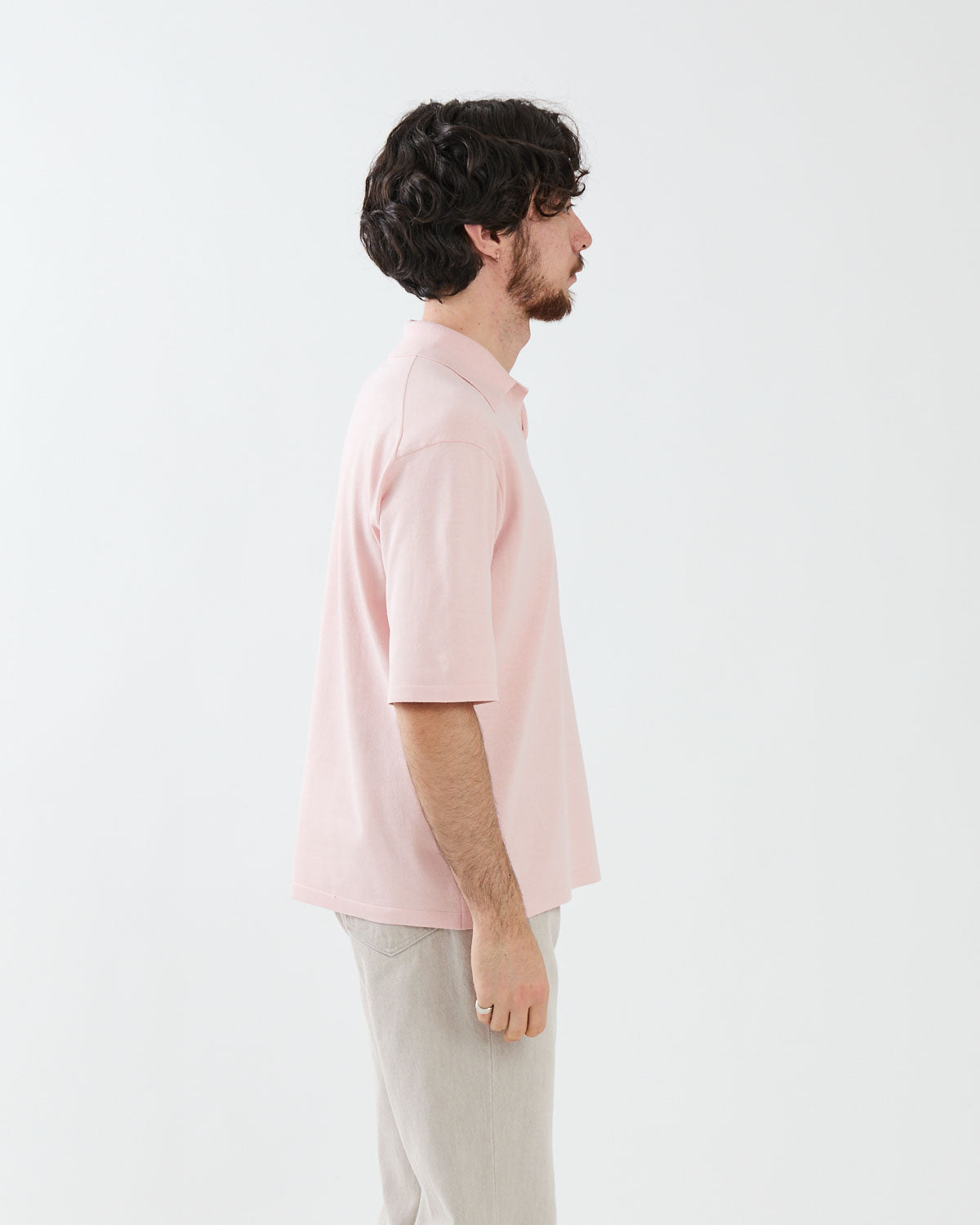 HIGH GAUGE TUSSAH SILK KNIT SKIPPER POLO