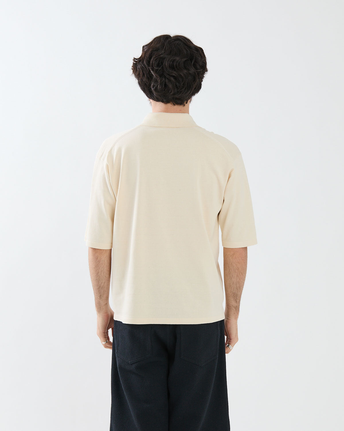 HIGH GAUGE TUSSAH SILK KNIT SKIPPER POLO
