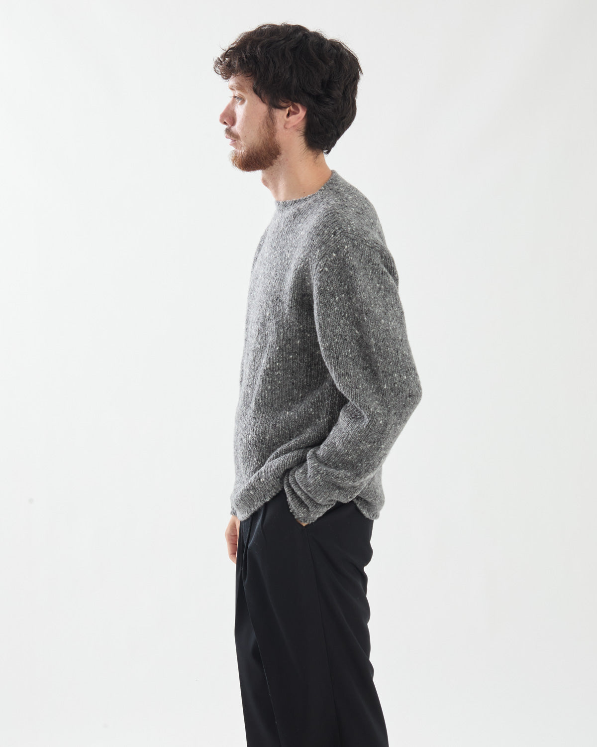 LOW-GAUGE HOMESPUN TWEED KNIT P/O
