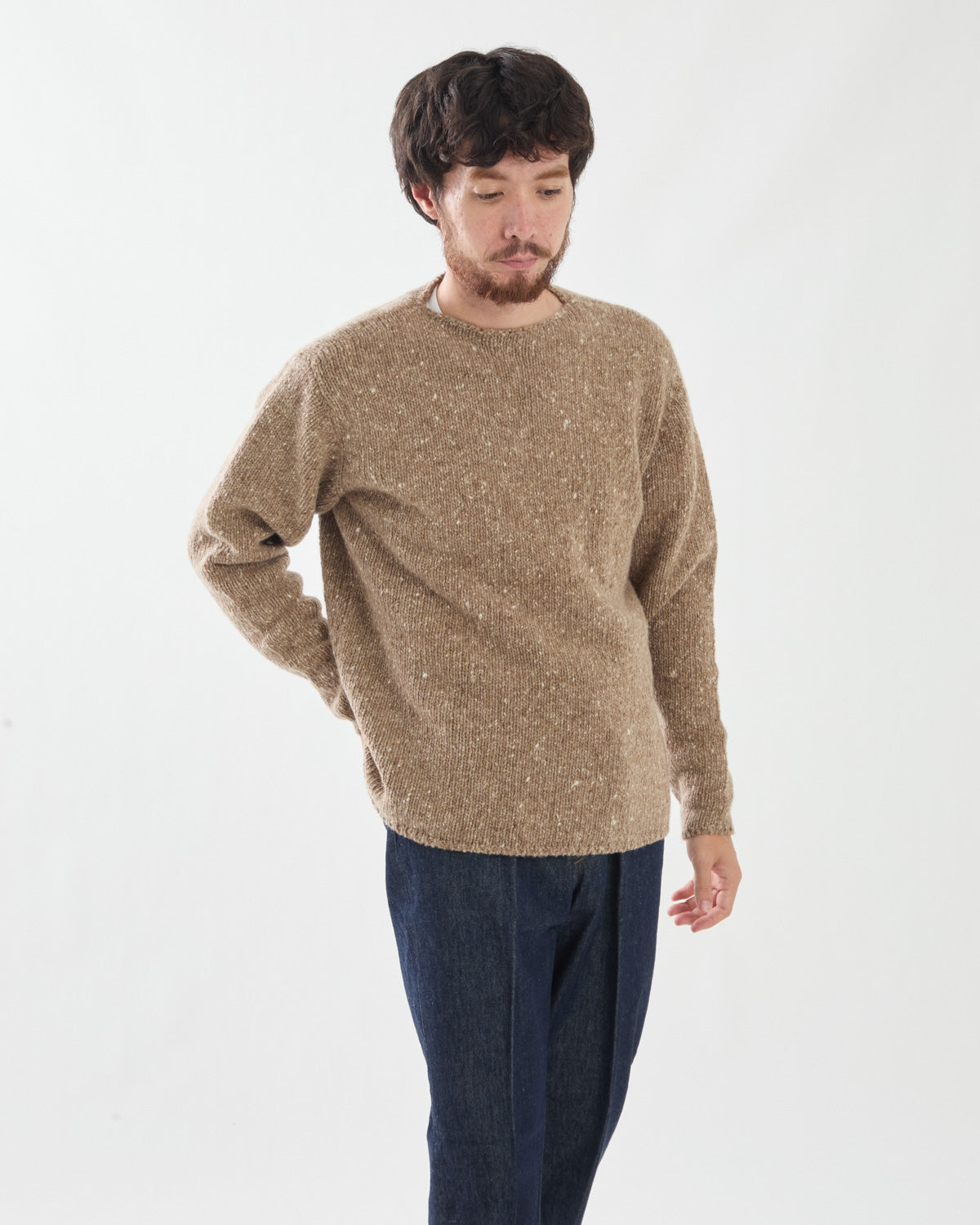 LOW-GAUGE HOMESPUN TWEED KNIT P/O
