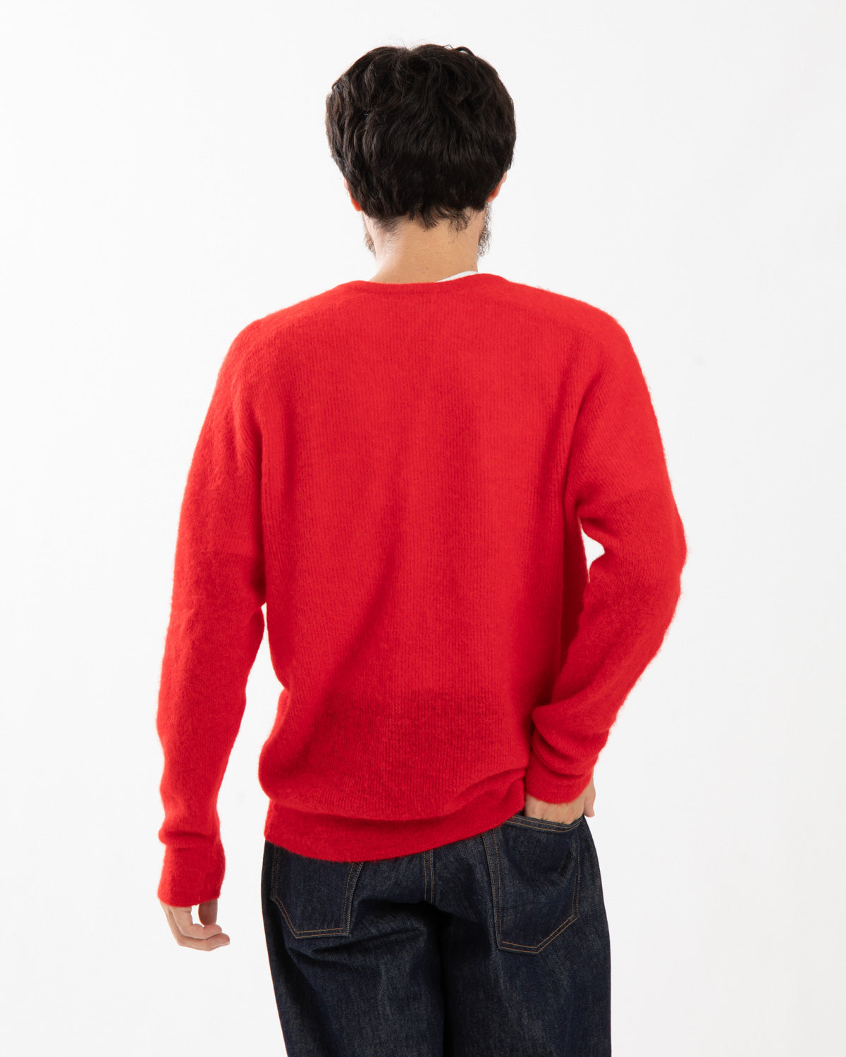 BABY SURI ALPACA SHEER KNIT V-NECK P/O