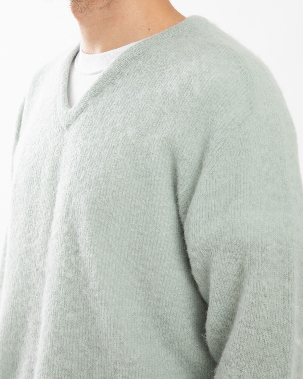 BABY SURI ALPACA SHEER KNIT V-NECK P/O