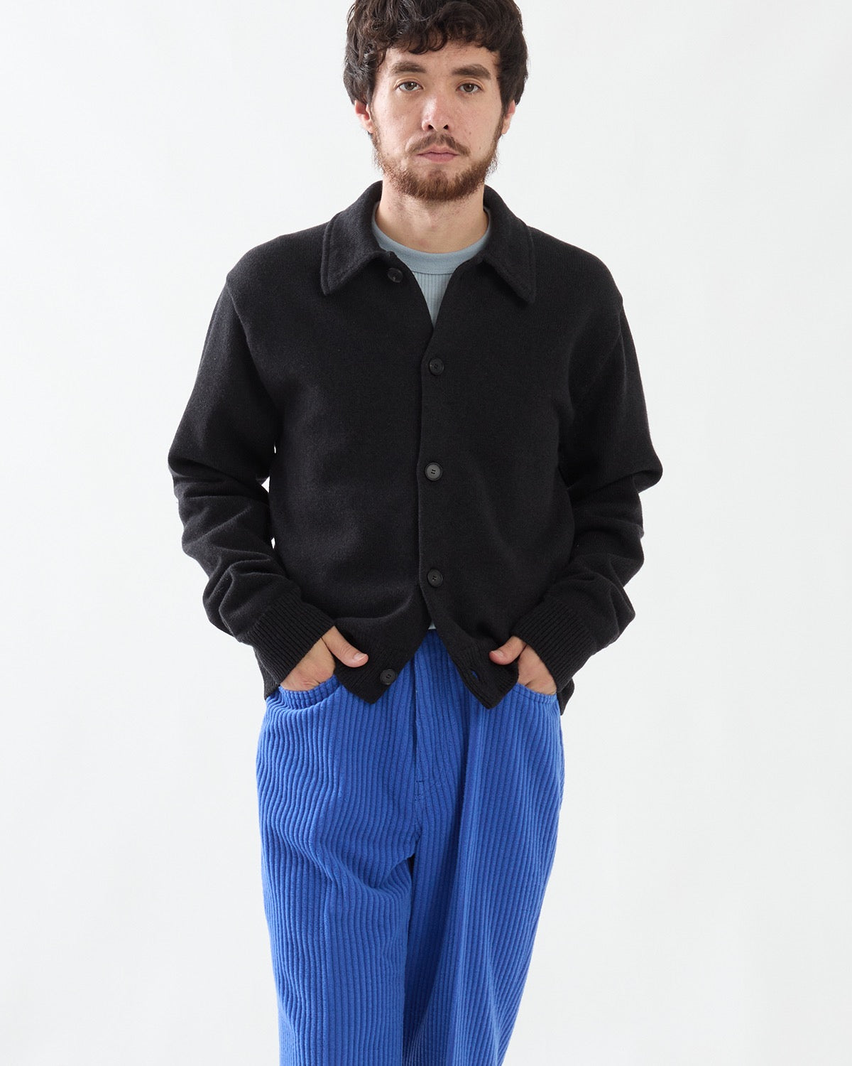 SUPER FINE WOOL KNIT SHIRT CARDIGAN