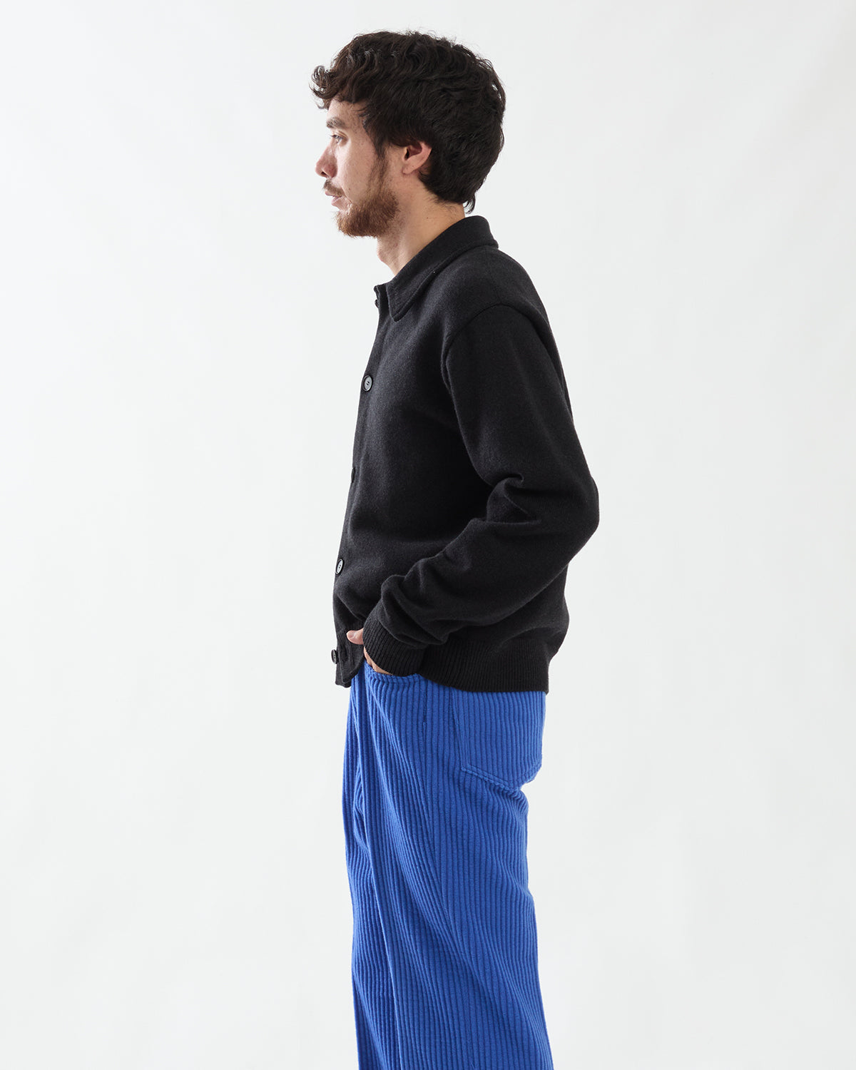 SUPER FINE WOOL KNIT SHIRT CARDIGAN