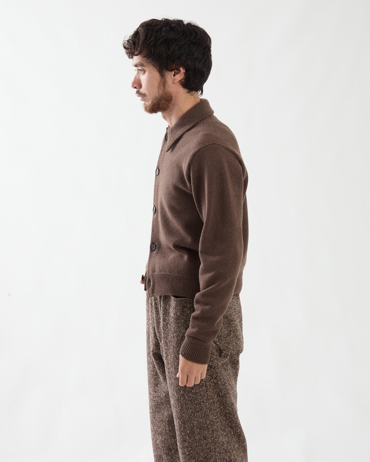 SUPER FINE WOOL KNIT SHIRT CARDIGAN