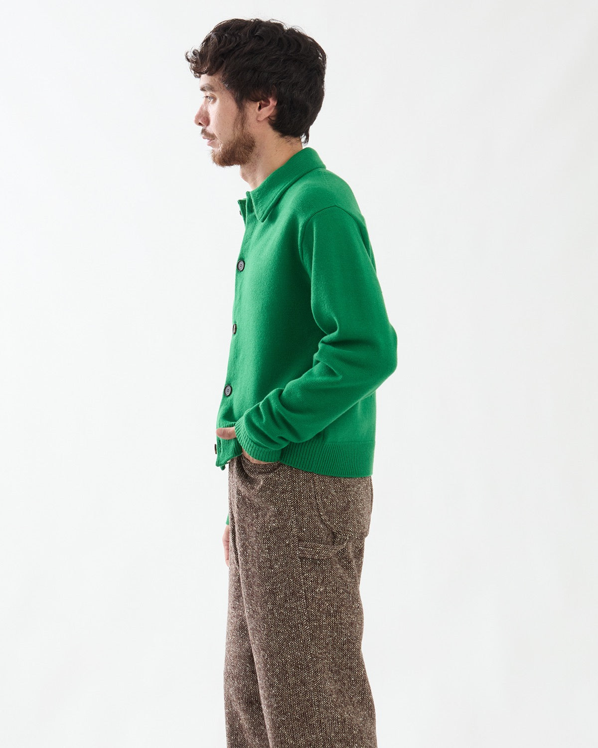 SUPER FINE WOOL KNIT SHIRT CARDIGAN