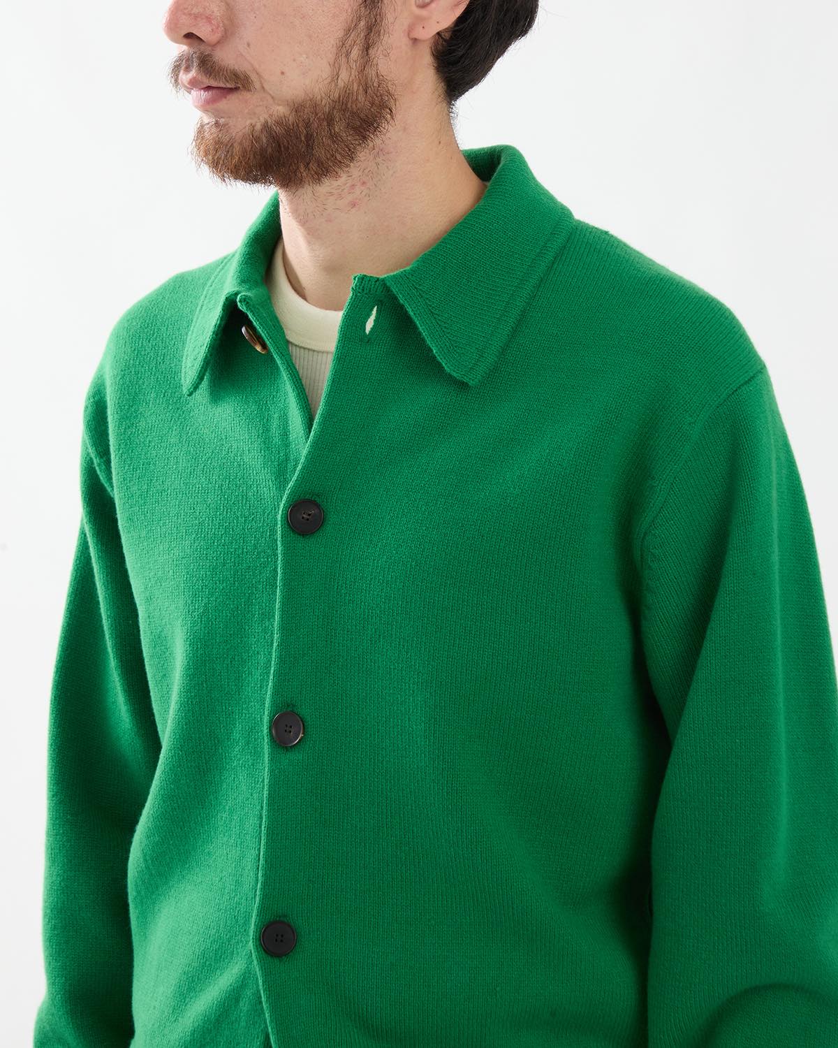 SUPER FINE WOOL KNIT SHIRT CARDIGAN