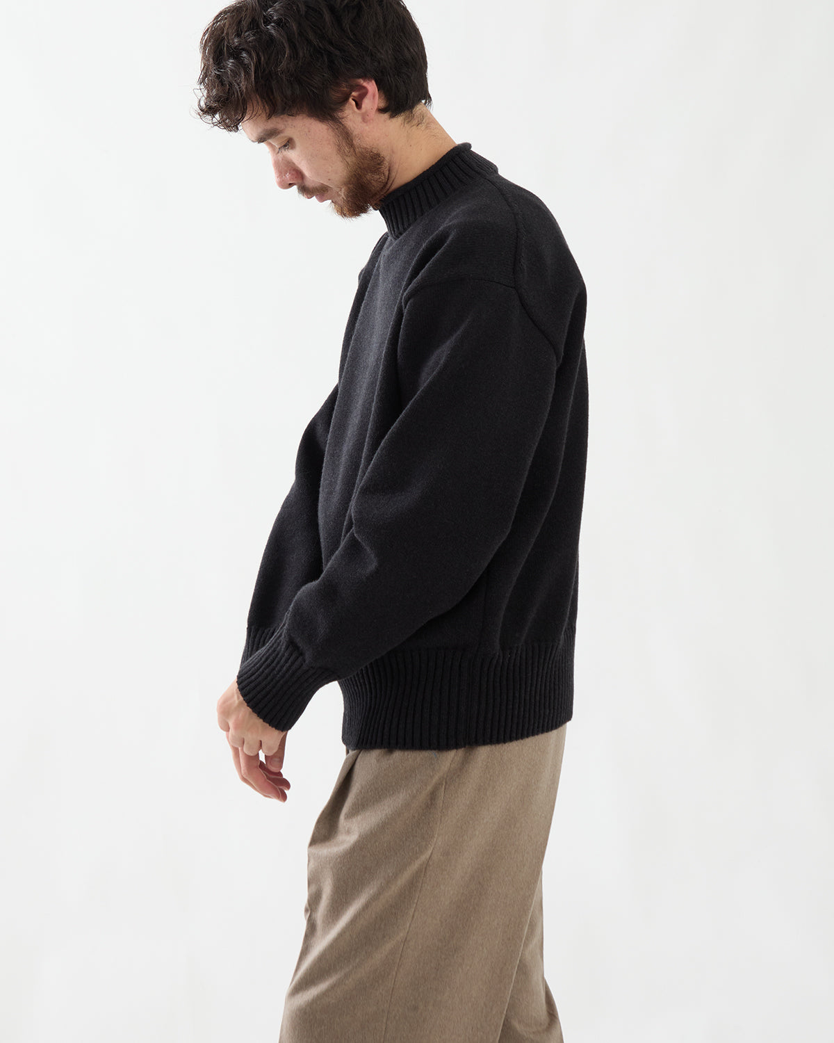 SUPER FINE WOOL KNIT MOCK NECK P/O