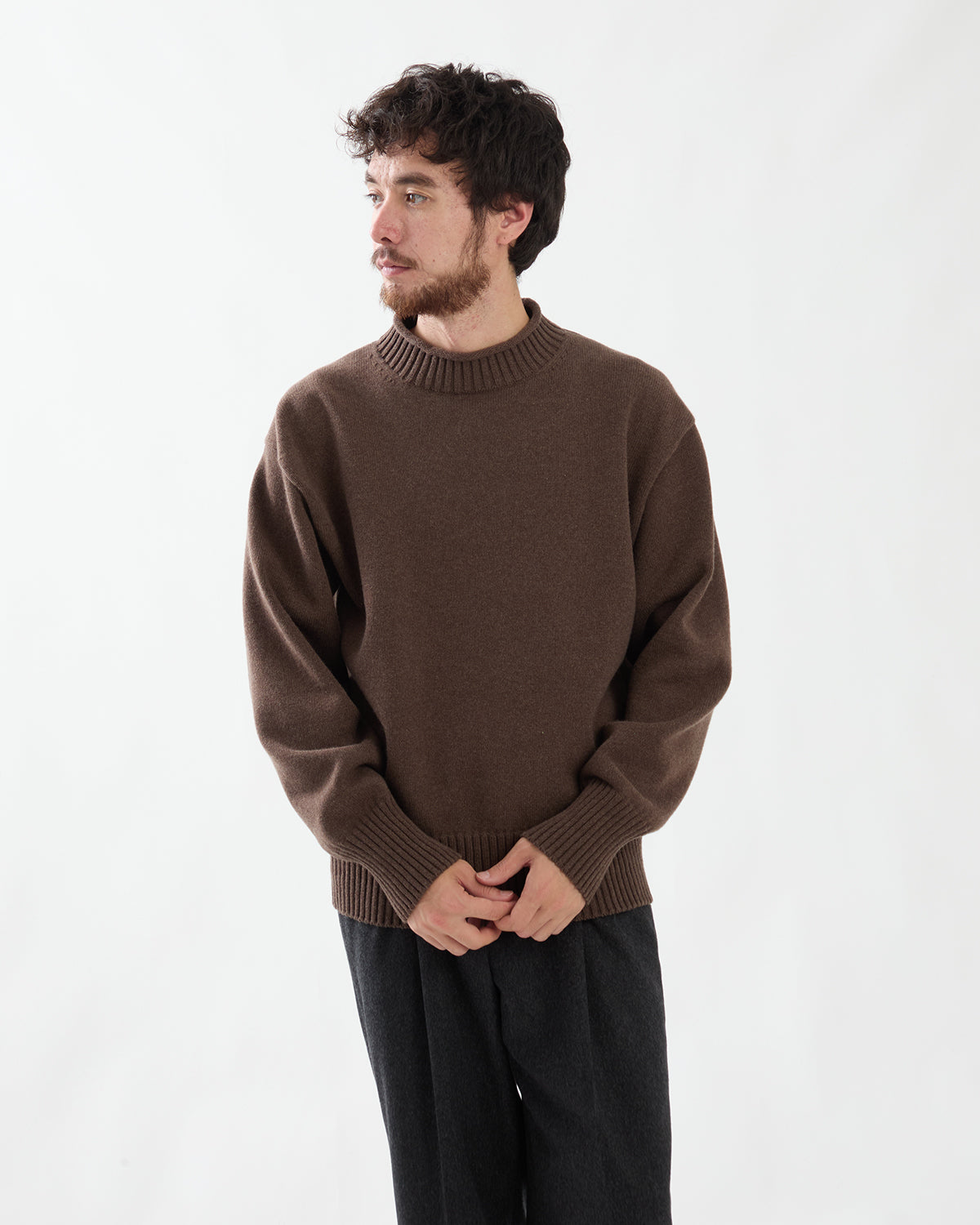 SUPER FINE WOOL KNIT MOCK NECK P/O
