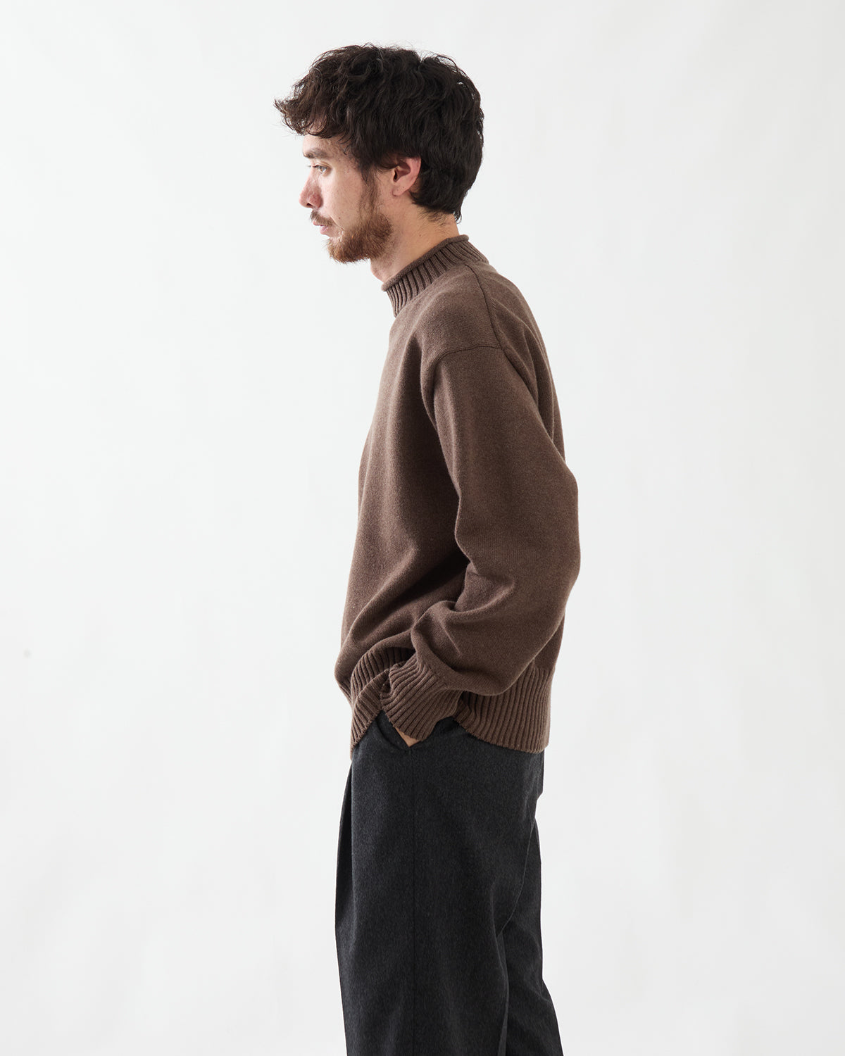 SUPER FINE WOOL KNIT MOCK NECK P/O