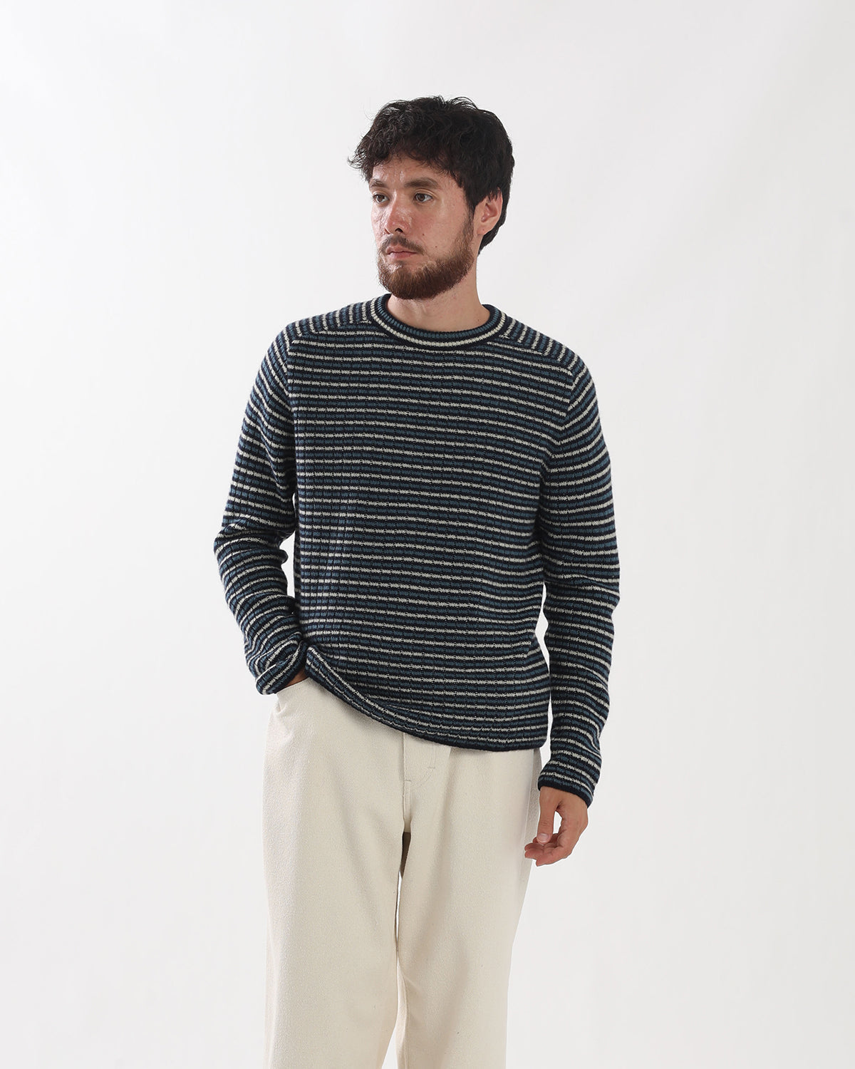 SHETLAND WOOL CASHMERE RIB KNIT P/O