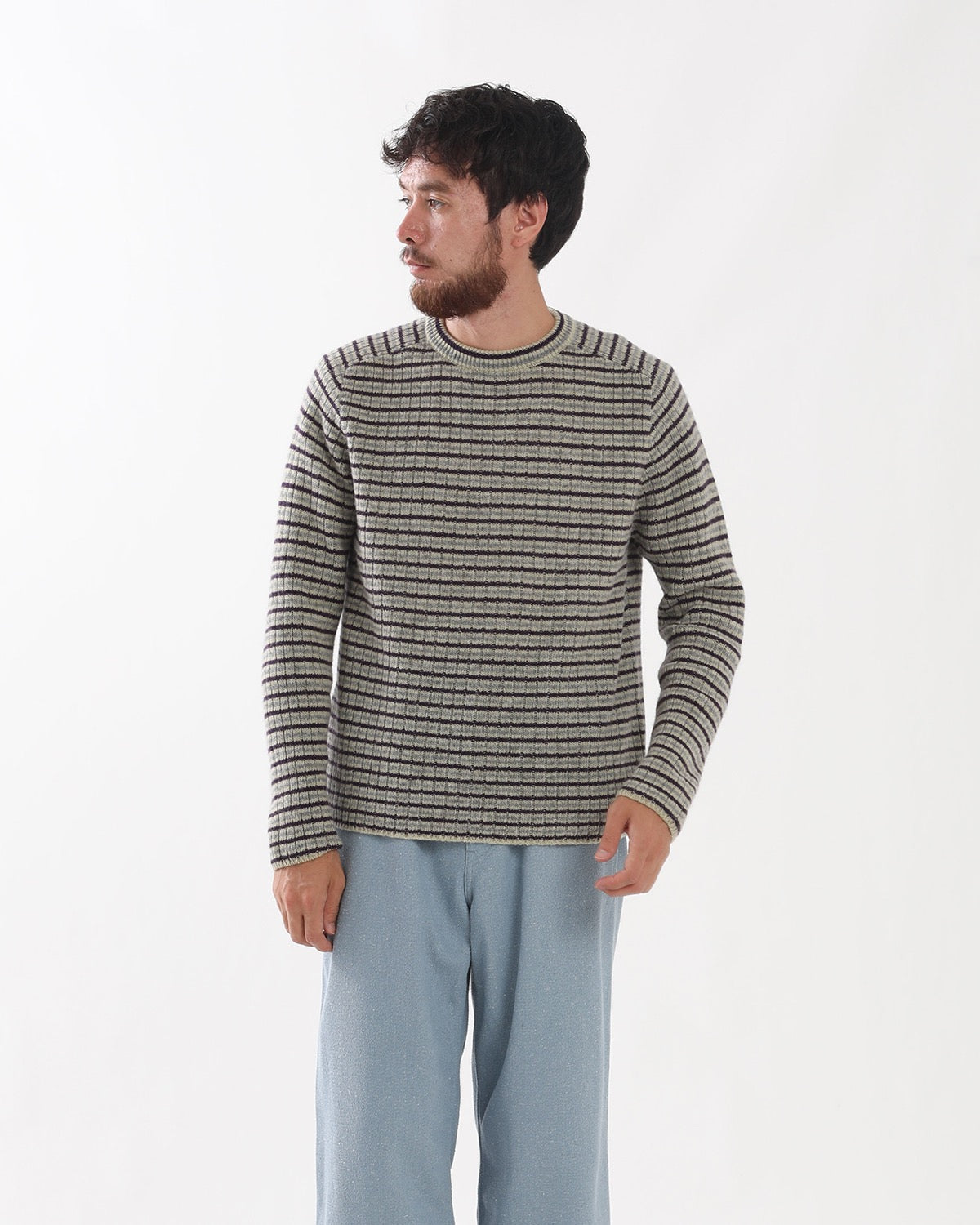 SHETLAND WOOL CASHMERE RIB KNIT P/O