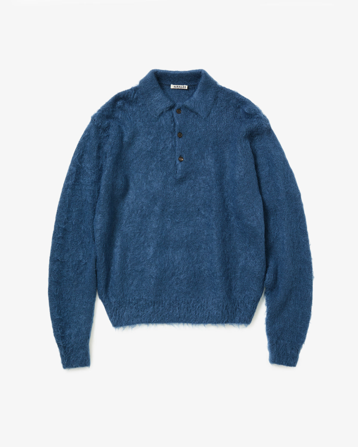 BRUSHED SUPER KID MOHAIR KNIT POLO