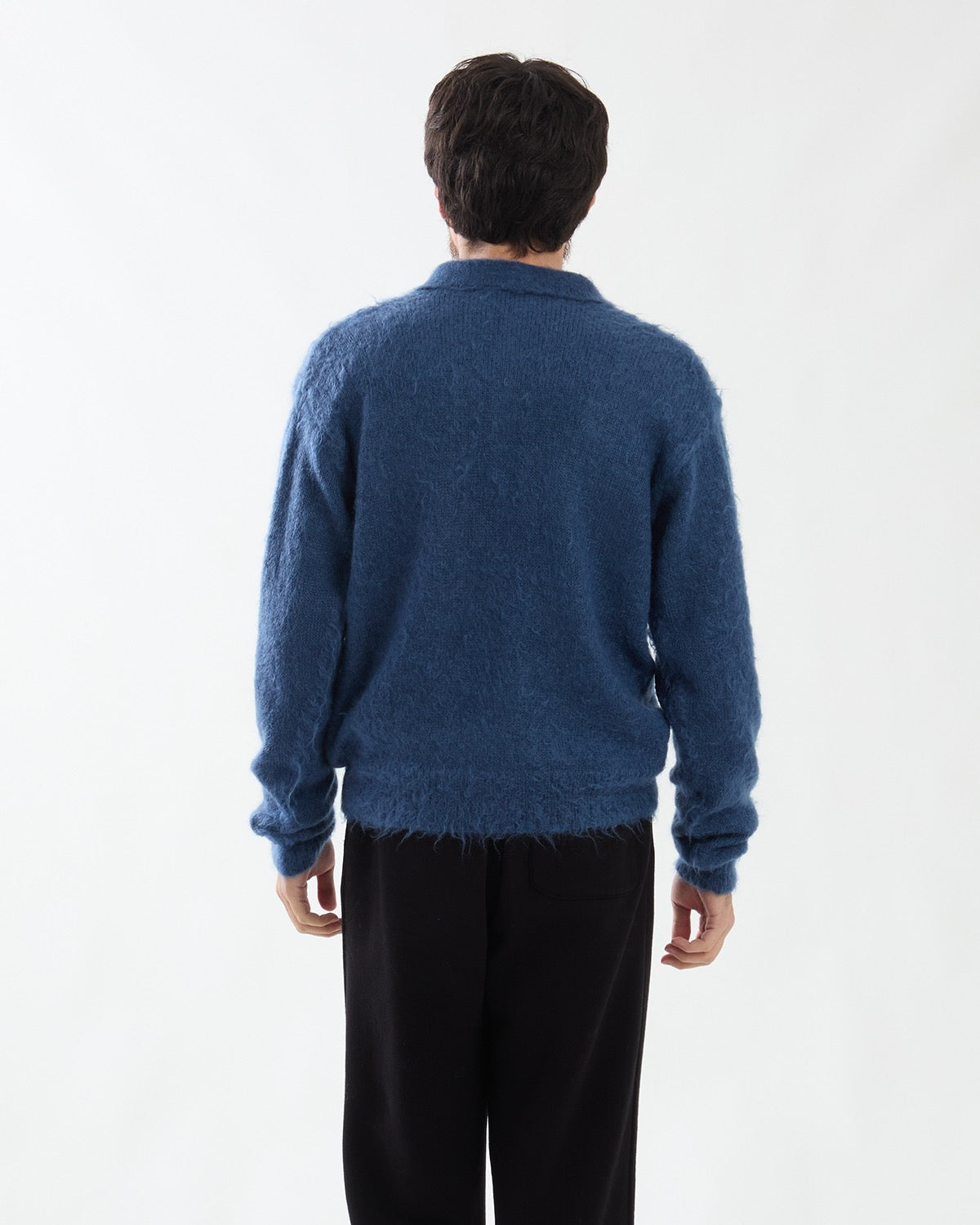 BRUSHED SUPER KID MOHAIR KNIT POLO