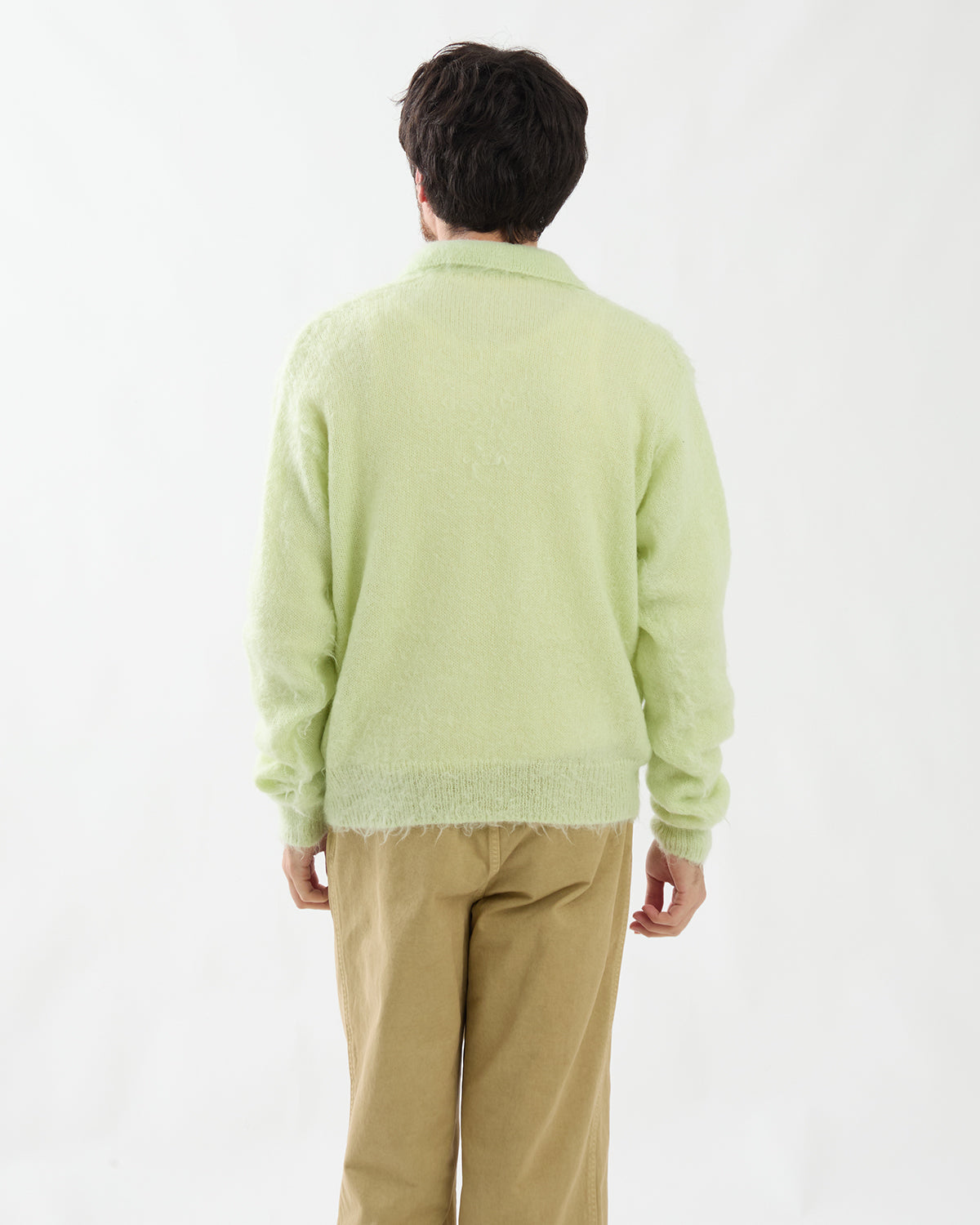 BRUSHED SUPER KID MOHAIR KNIT POLO