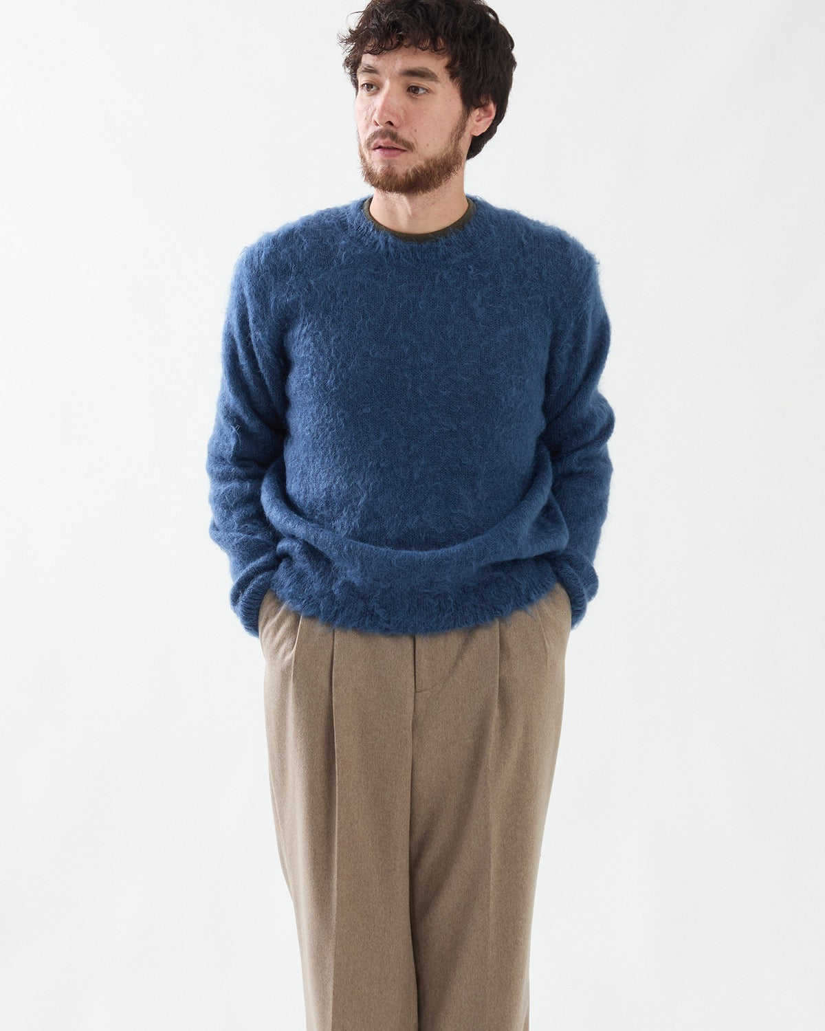BRUSHED SUPER KID MOHAIR KNIT P/O