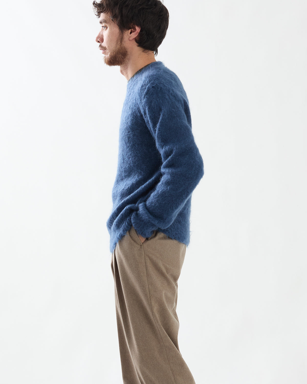BRUSHED SUPER KID MOHAIR KNIT P/O