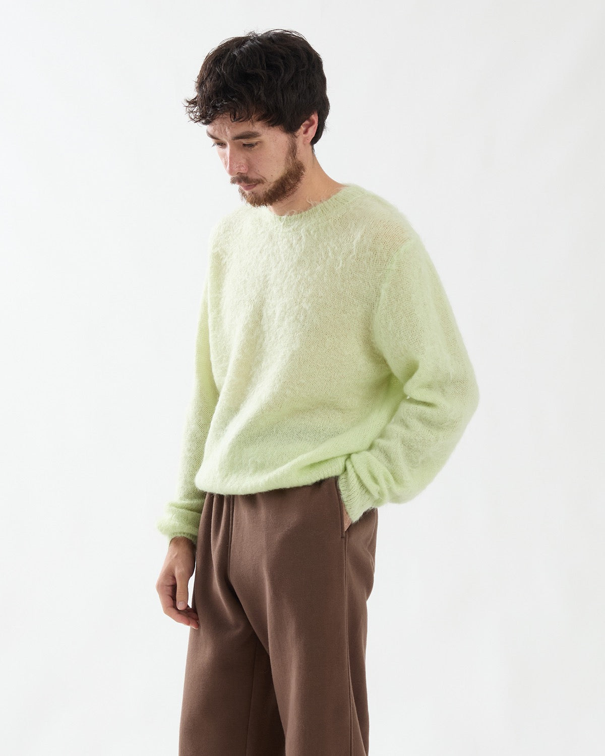 BRUSHED SUPER KID MOHAIR KNIT P/O
