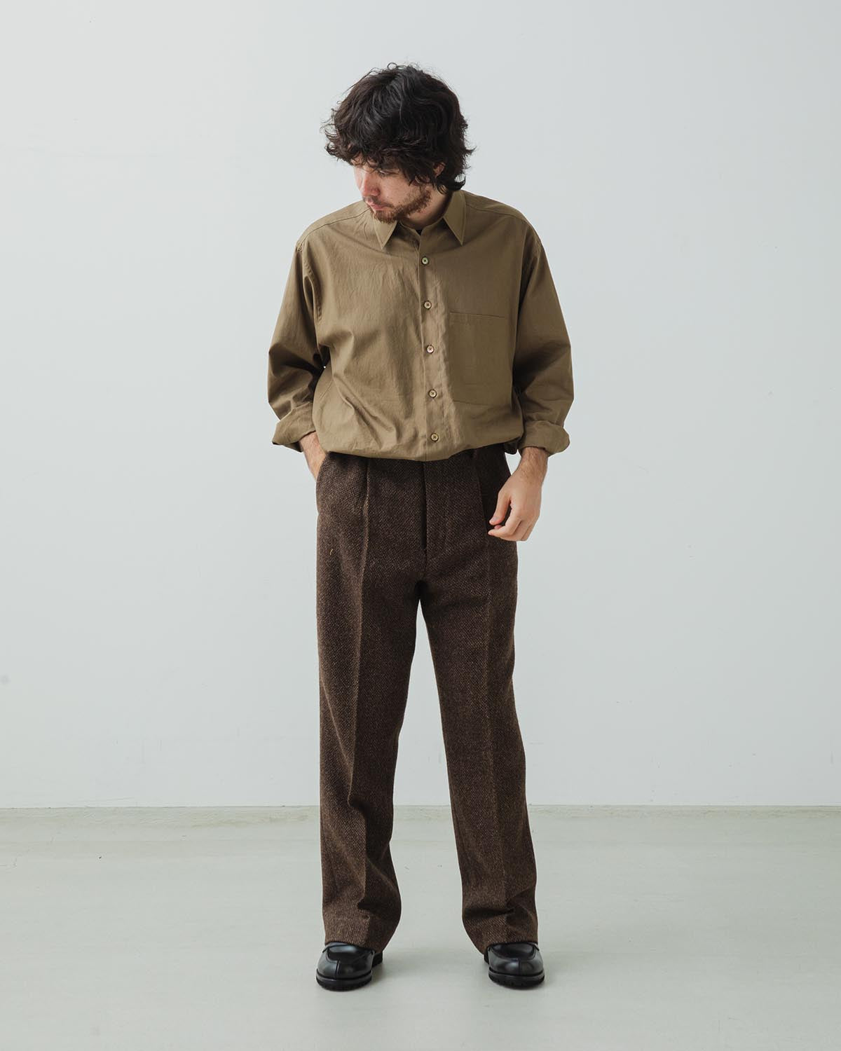 LAMA SHETLAND WOOL TWEED SLACKS