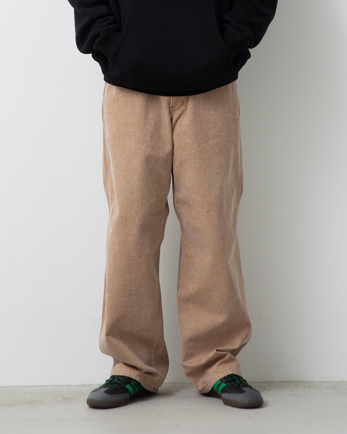 WASHED ORGANIC CANVAS BELTED PANTS