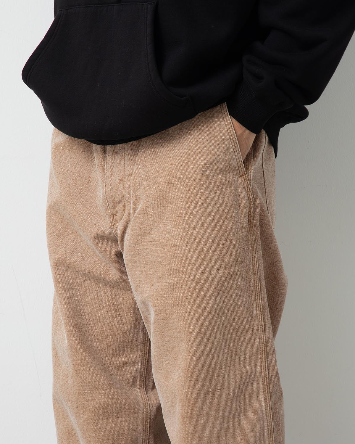 WASHED ORGANIC CANVAS BELTED PANTS