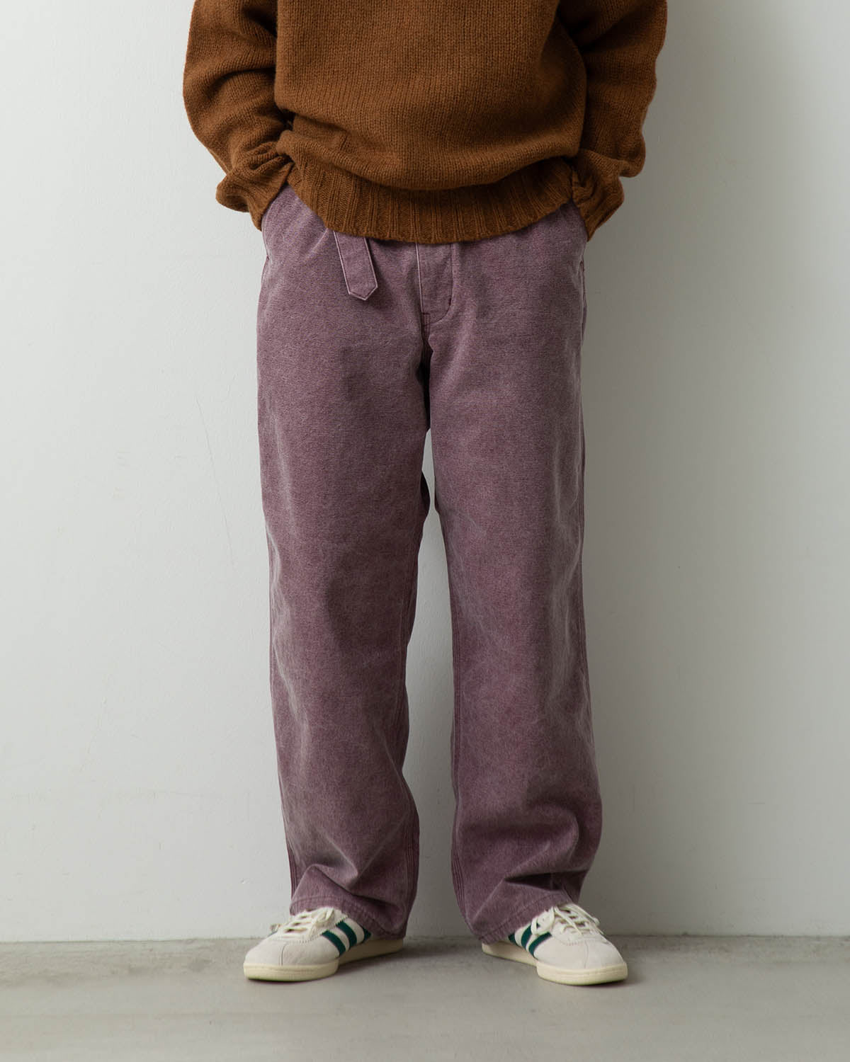 WASHED ORGANIC CANVAS BELTED PANTS