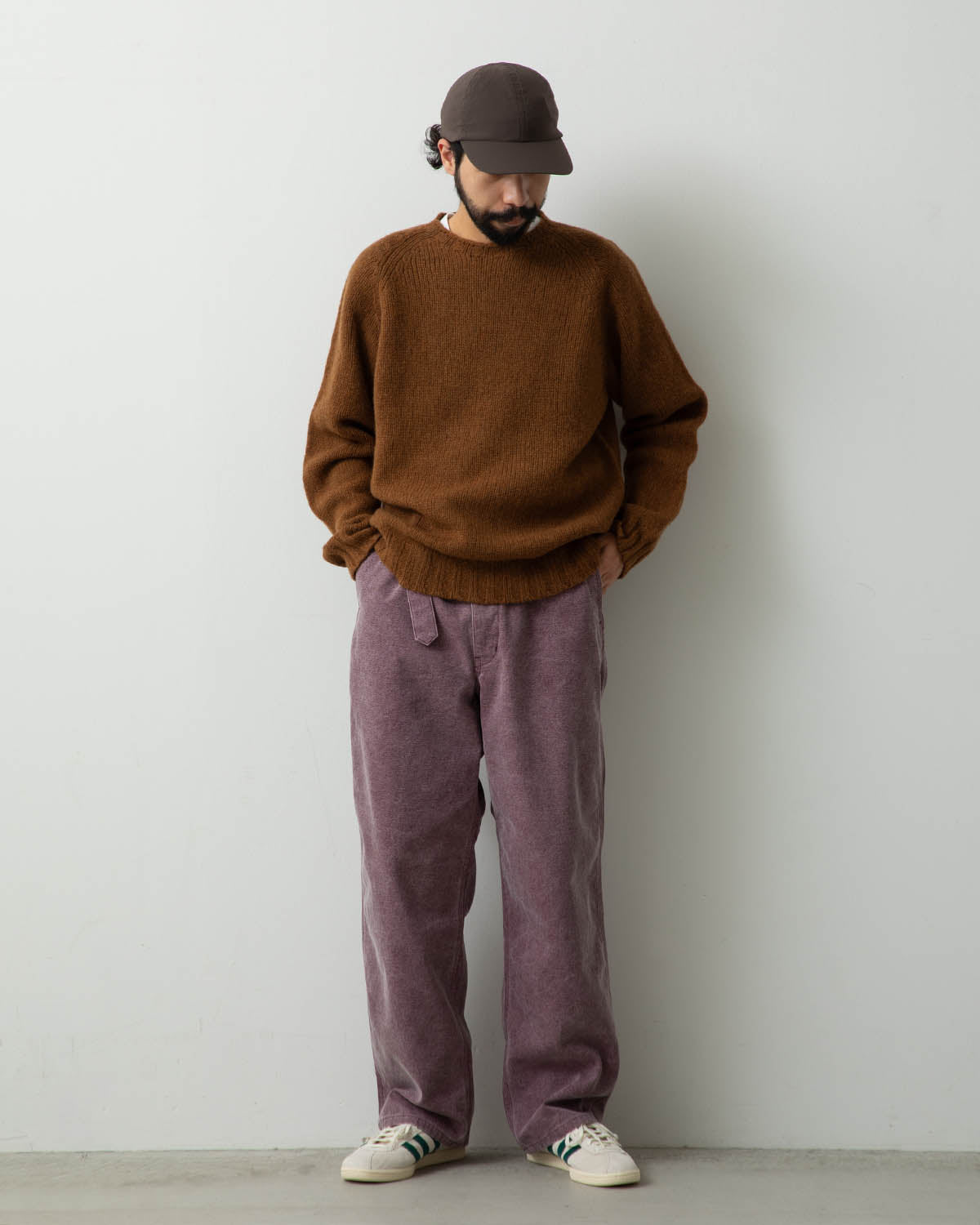 WASHED ORGANIC CANVAS BELTED PANTS