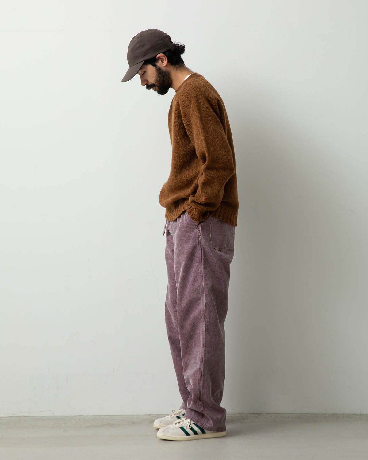 WASHED ORGANIC CANVAS BELTED PANTS