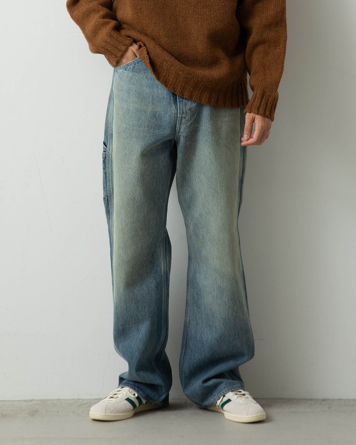 SELVEDGE FADED HEAVY DENIM PAINTER PANTS