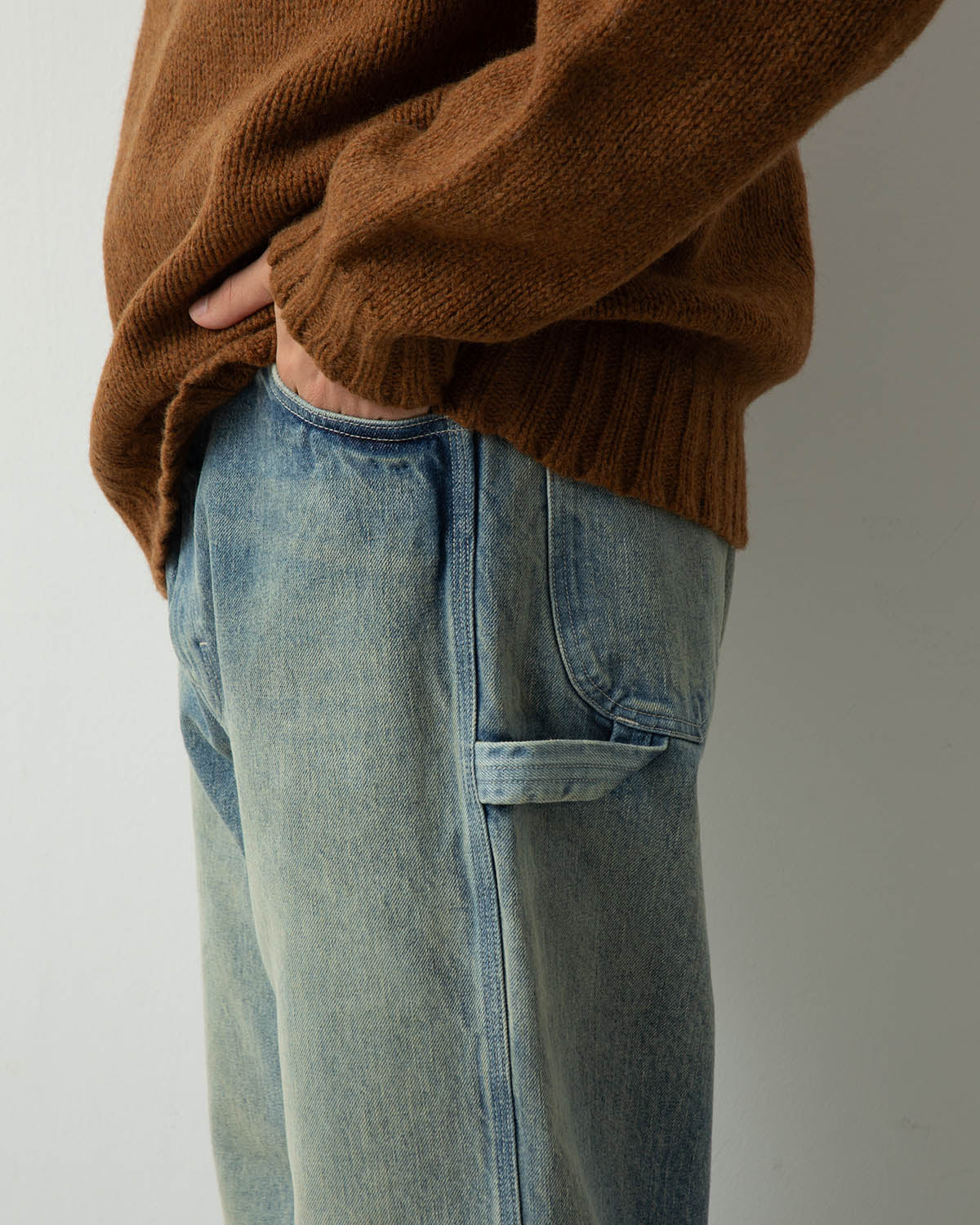 SELVEDGE FADED HEAVY DENIM PAINTER PANTS