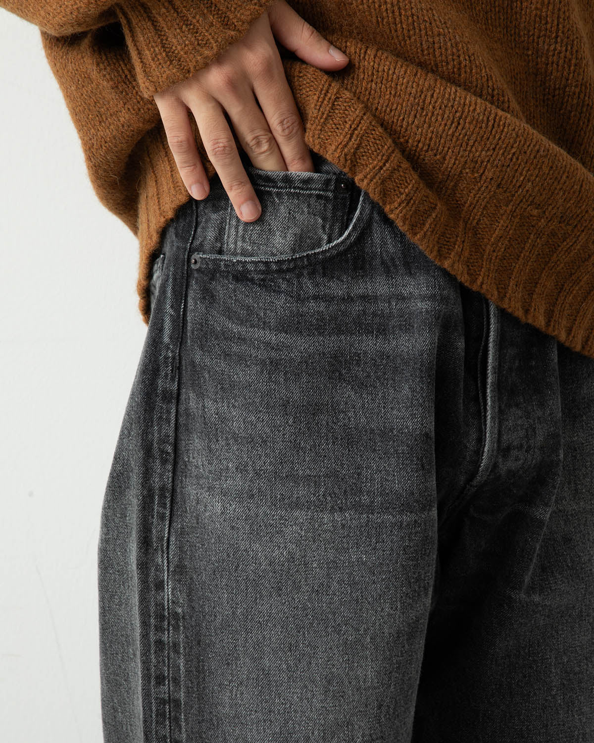 SELVEDGE FADED HEAVY DENIM WIDE PANTS