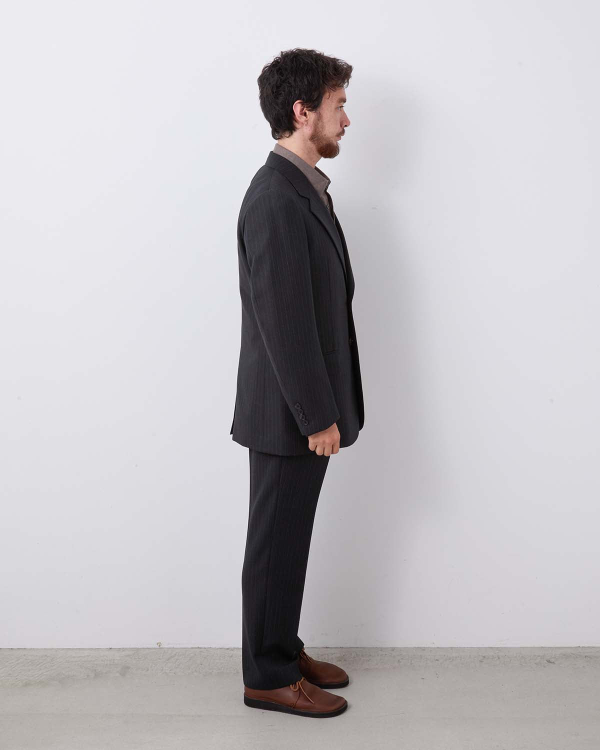 BLUEFACED WOOL TWO-TUCK SLACKS