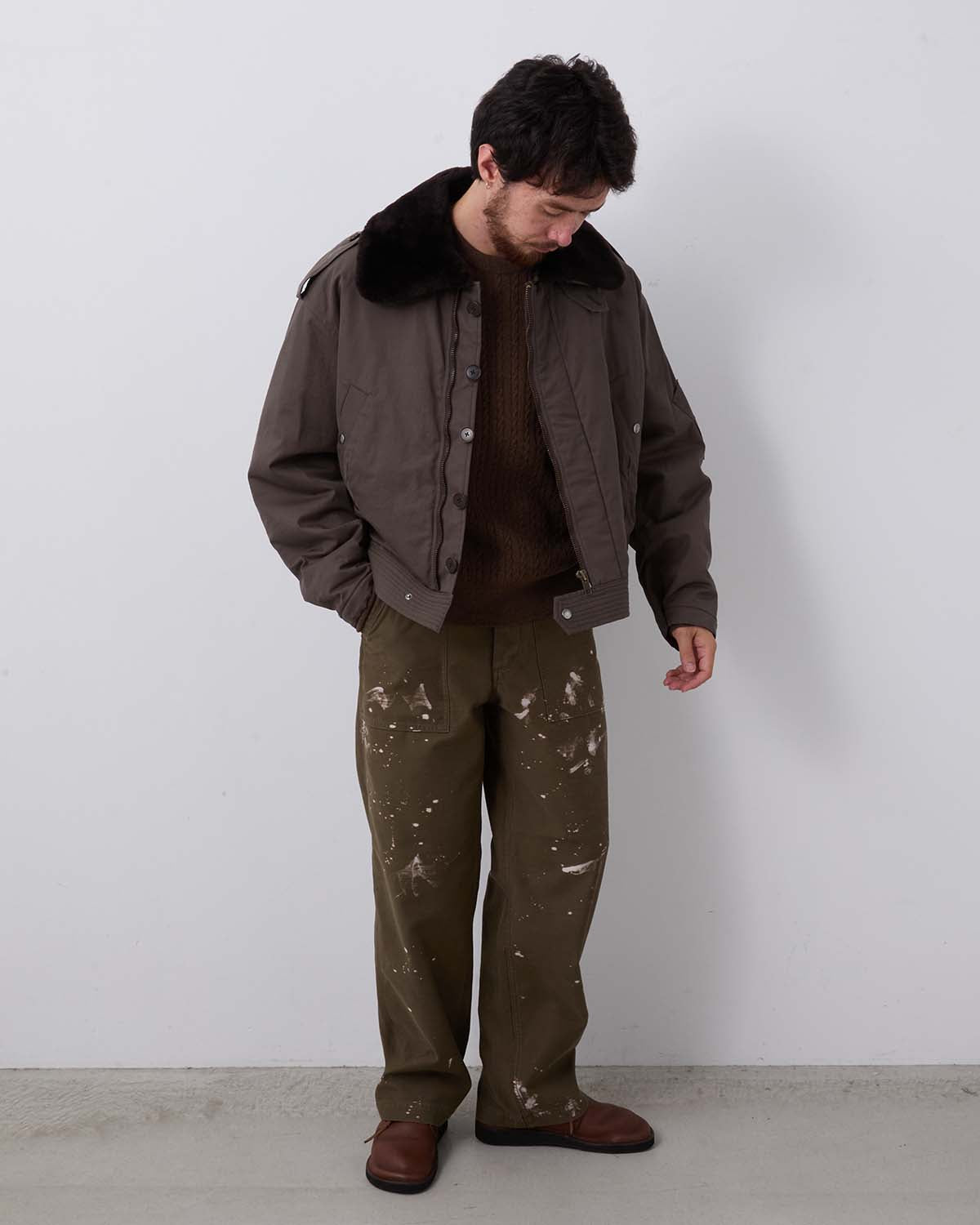 WASHED BAGGY SATIN BLEACHED BAKER PANTS