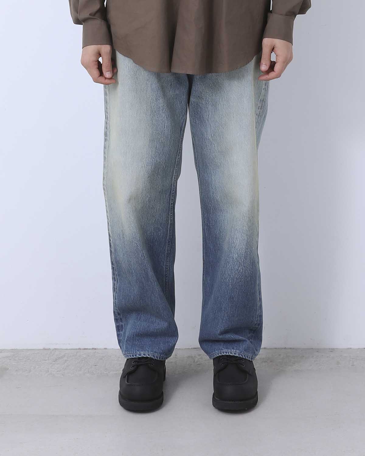 SELVEDGE FADED HEAVY DENIM WIDE PANTS