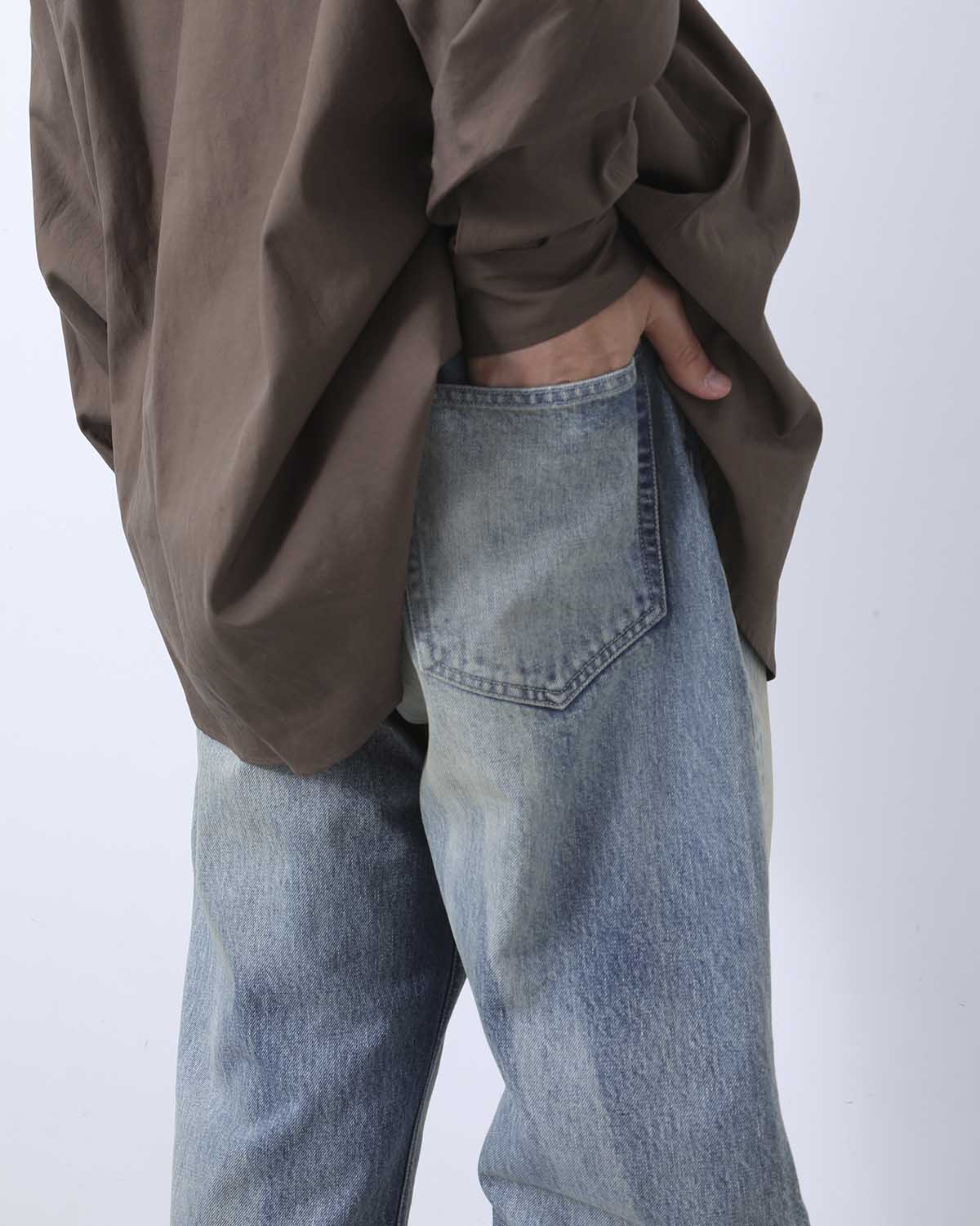 SELVEDGE FADED HEAVY DENIM WIDE PANTS