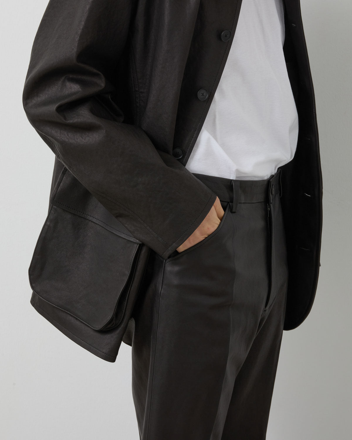 TEXTURED LAMB LEATHER PANTS