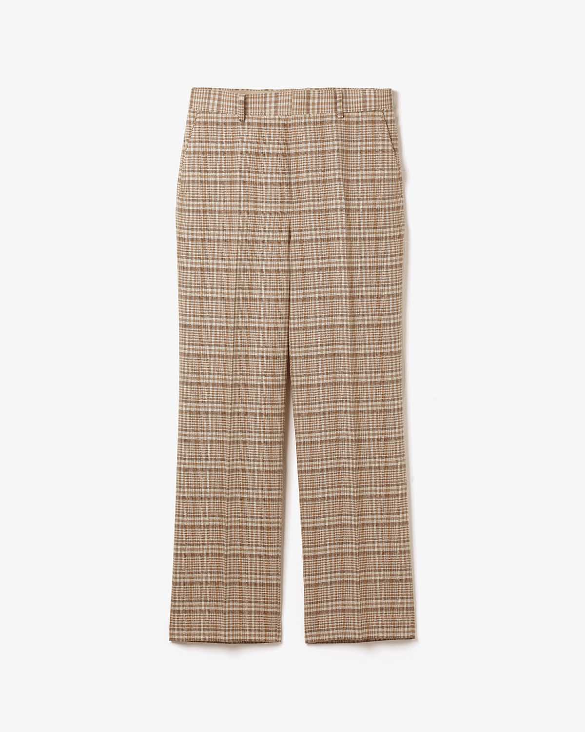 SILK LINEN NEP CHECK SLACKS