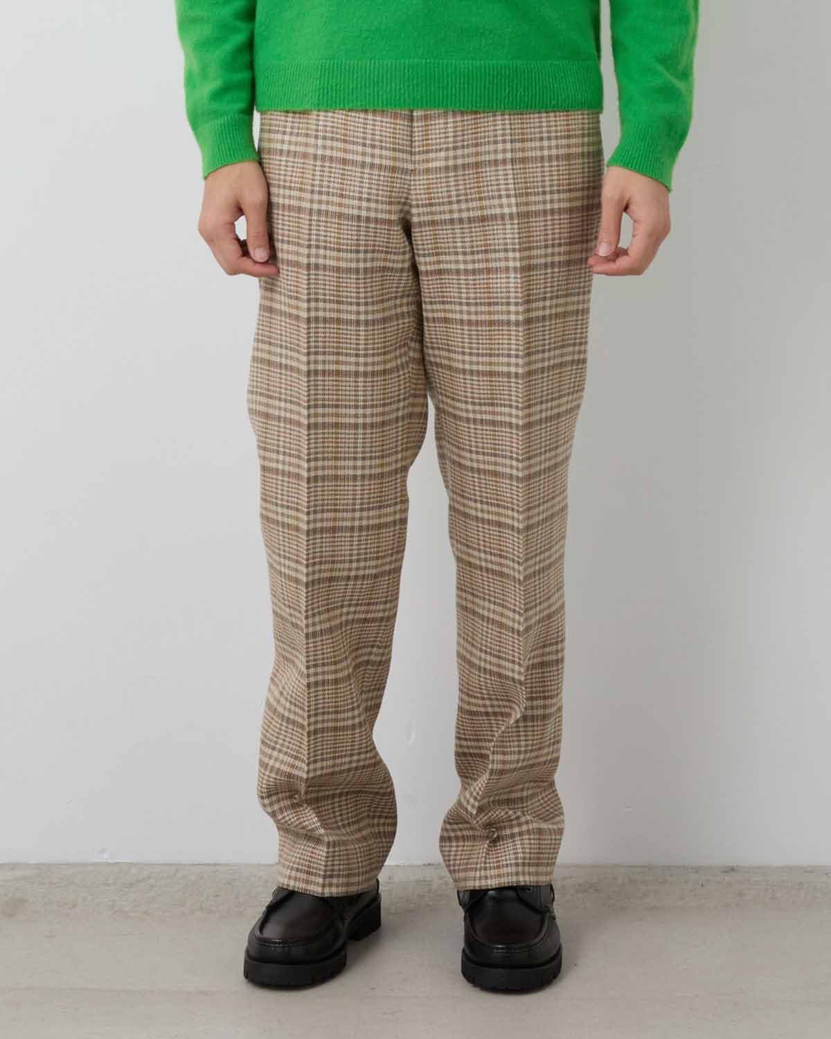 SILK LINEN NEP CHECK SLACKS