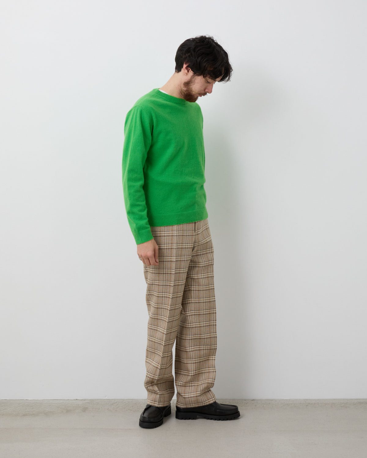 SILK LINEN NEP CHECK SLACKS