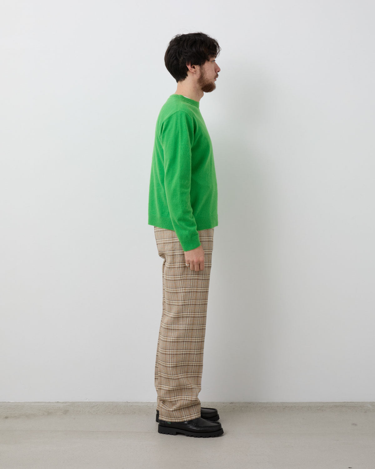 SILK LINEN NEP CHECK SLACKS