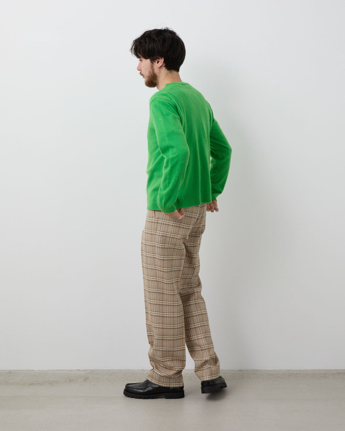 SILK LINEN NEP CHECK SLACKS