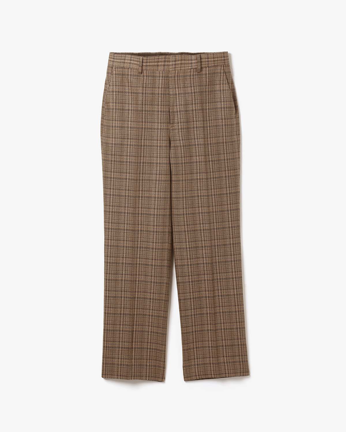 SILK LINEN NEP CHECK SLACKS