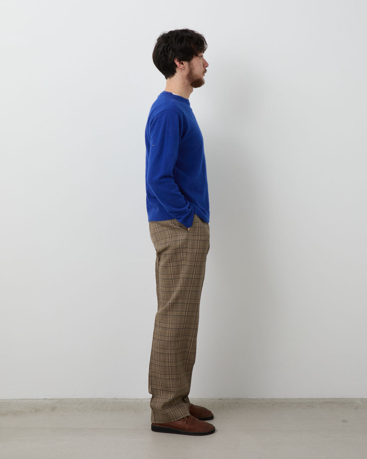 SILK LINEN NEP CHECK SLACKS