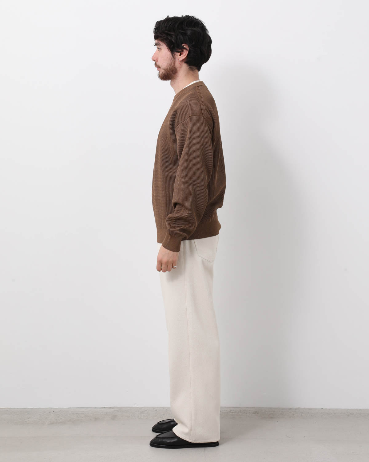 SILK NEP DENIM 5P WIDE PANTS