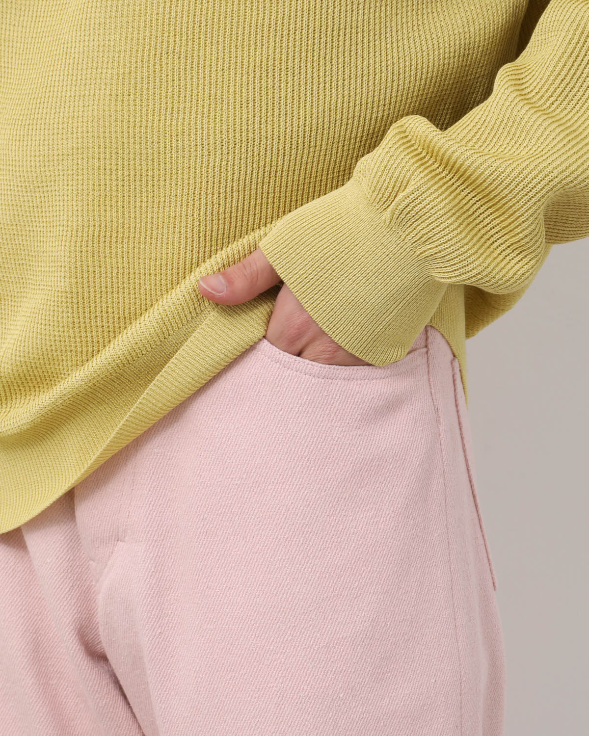 SILK NEP DENIM 5P WIDE PANTS