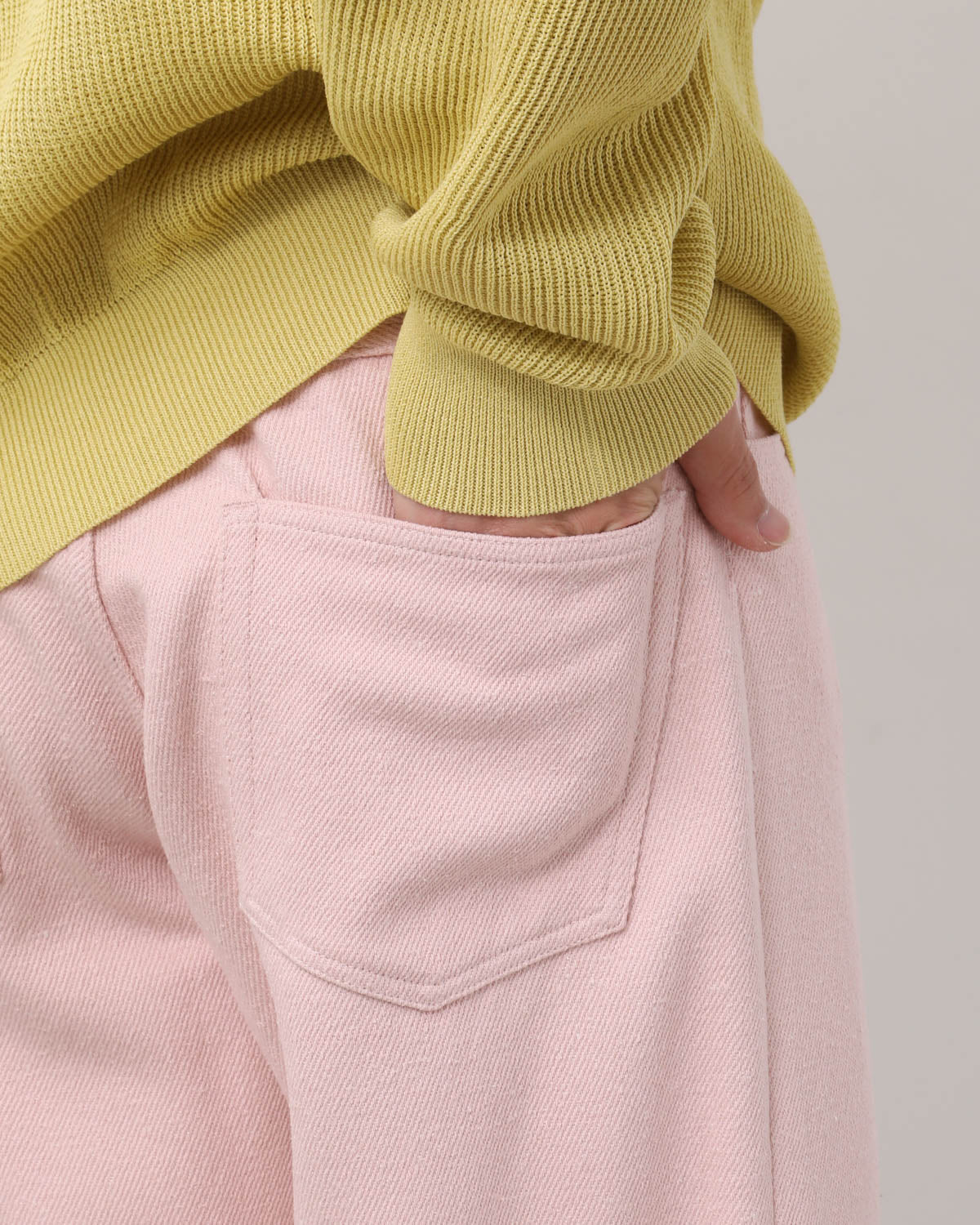 SILK NEP DENIM 5P WIDE PANTS