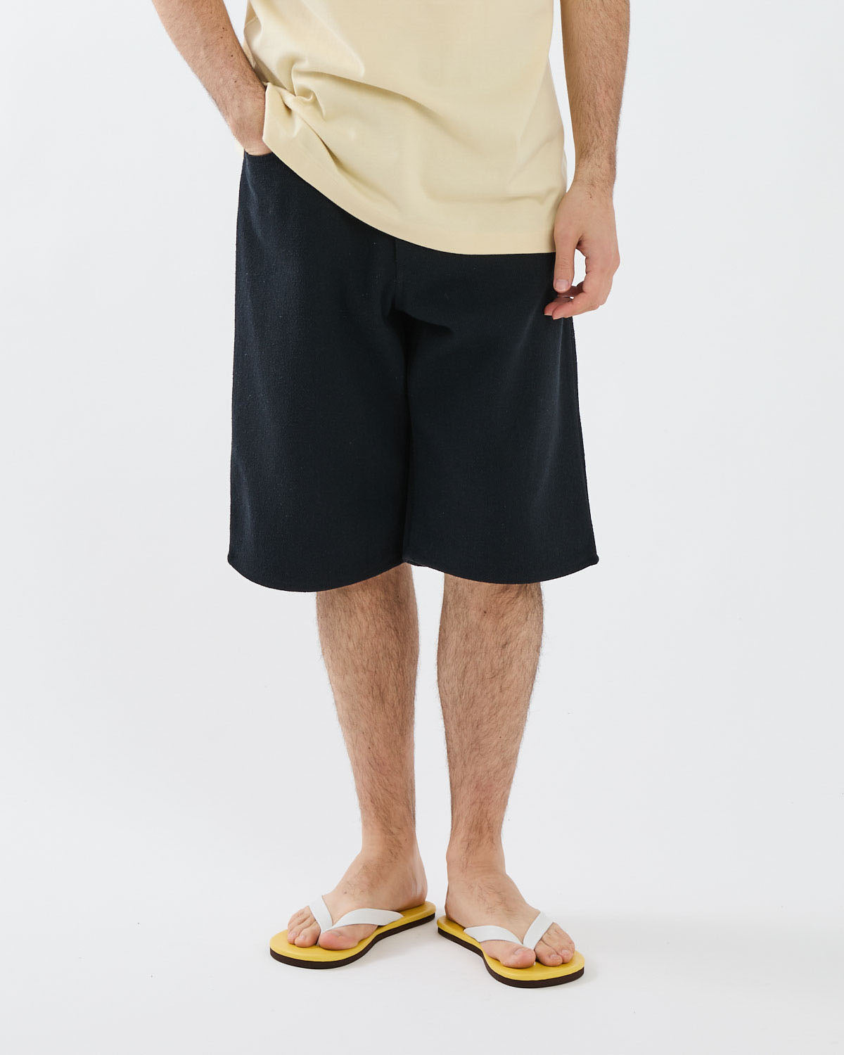 SILK NEP DENIM 5P WIDE SHORTS